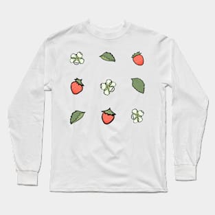 Cottagecore Strawberries and Flowers Long Sleeve T-Shirt